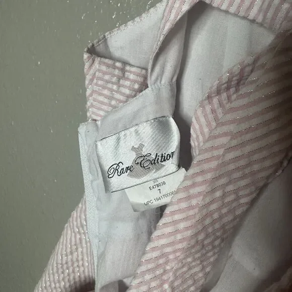 Rare editions Easter Spring Dress Pink White Size 7 - Picture 7 of 11